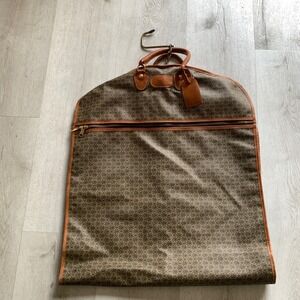 Vtg WBC Monogram Garment Bag Travel Suit Cover Luggage‎ Brown Jacquard